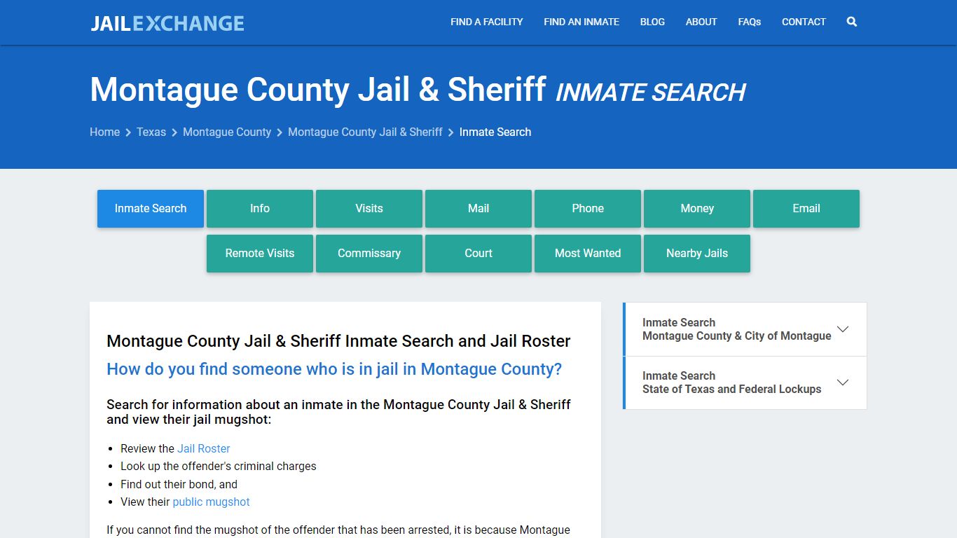 Montague County Jail & Sheriff Inmate Search - Jail Exchange